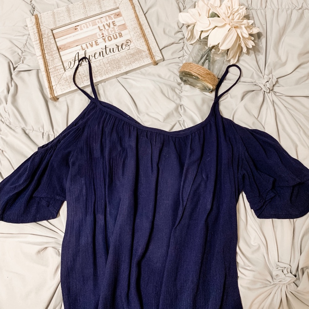 Off the shoulder navy top